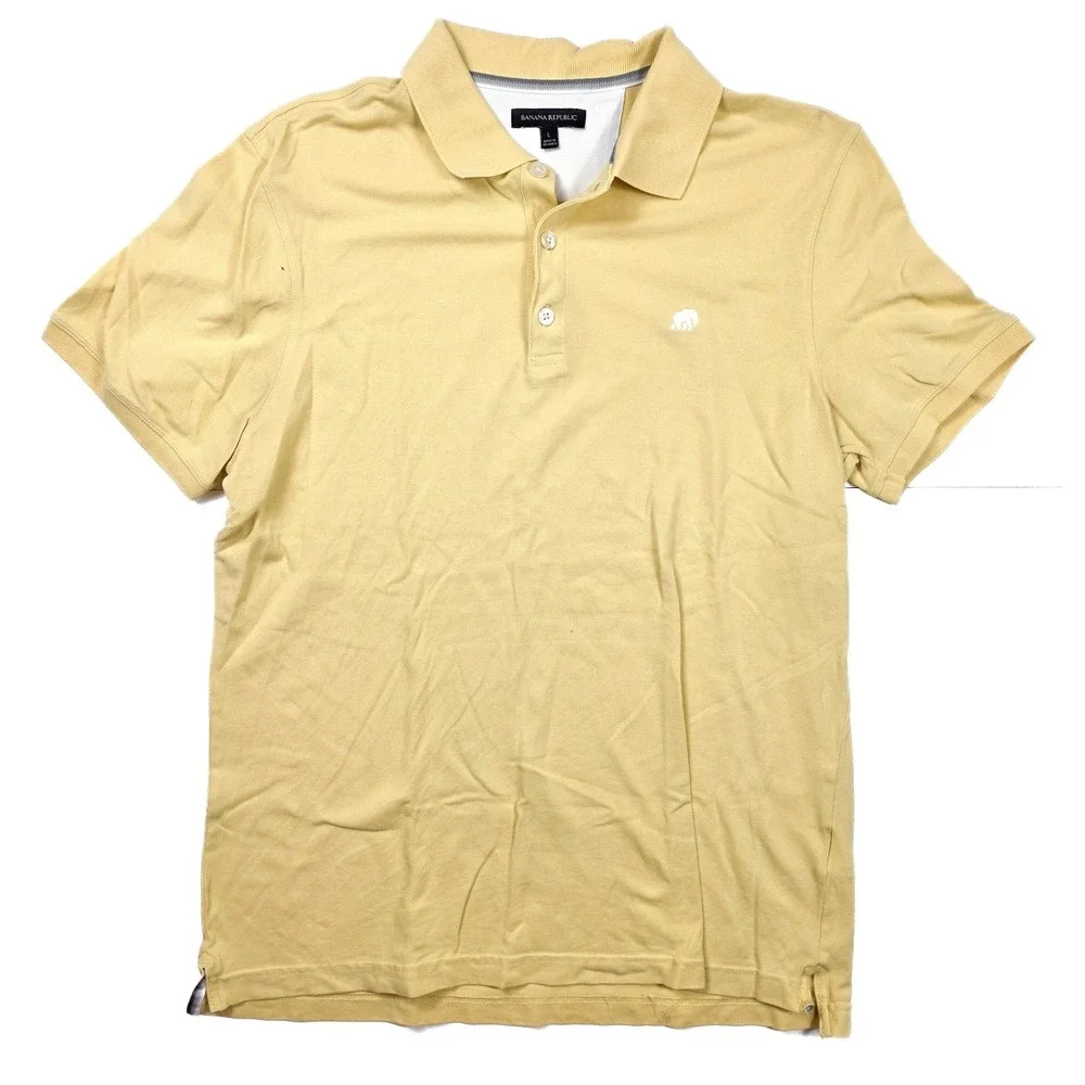 Banana Republic Pastel Yellow 1/4 Button Up Short Sleeve Shirt Men's Size Large
